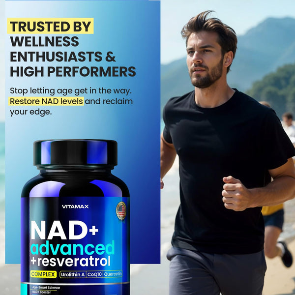 Liposomal NAD+ Supplement Extra Strength | Urolithin A, Resveratrol, Coq10 - Women & Men - ALA, Green Tea, Quercetin, Lycopene | High Purity, Energy & Regeneration - Made in USA – 60Ct