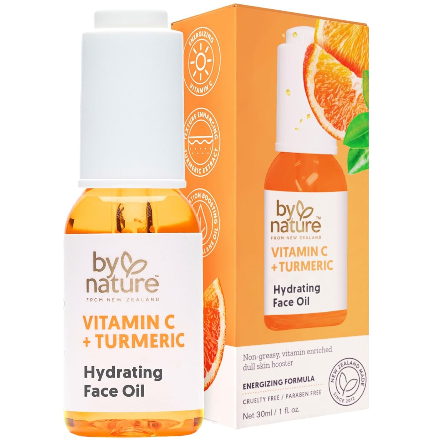 Brightening & Hydrating Face Oil - Vitamin C Oil & Turmeric Extract Enriched with Plant Squalane Oil for Face- Revitalize Dull, Tired Skin - Vitamin C Face Oil for Women and Men, 1 Fl Oz