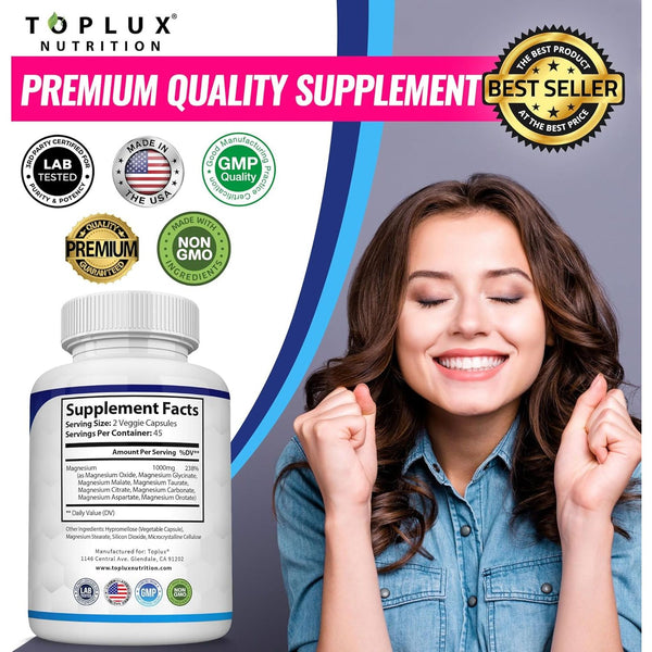 Toplux Magnesium Complex Supplement - 90 Capsules