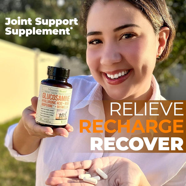 Vimerson Health Glucosamine Hyaluronic Acid + MSM + Bioperine + Boswellia Supplement – 60 Capsules