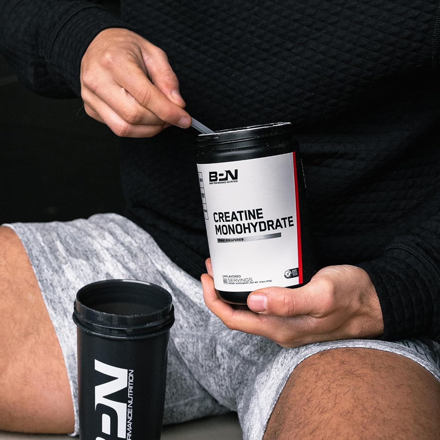 BARE PERFORMANCE NUTRITION Pure Creatine Monohydrate – 300g (60 Servings) | Creapure® | Unflavored Muscle-Building Powder