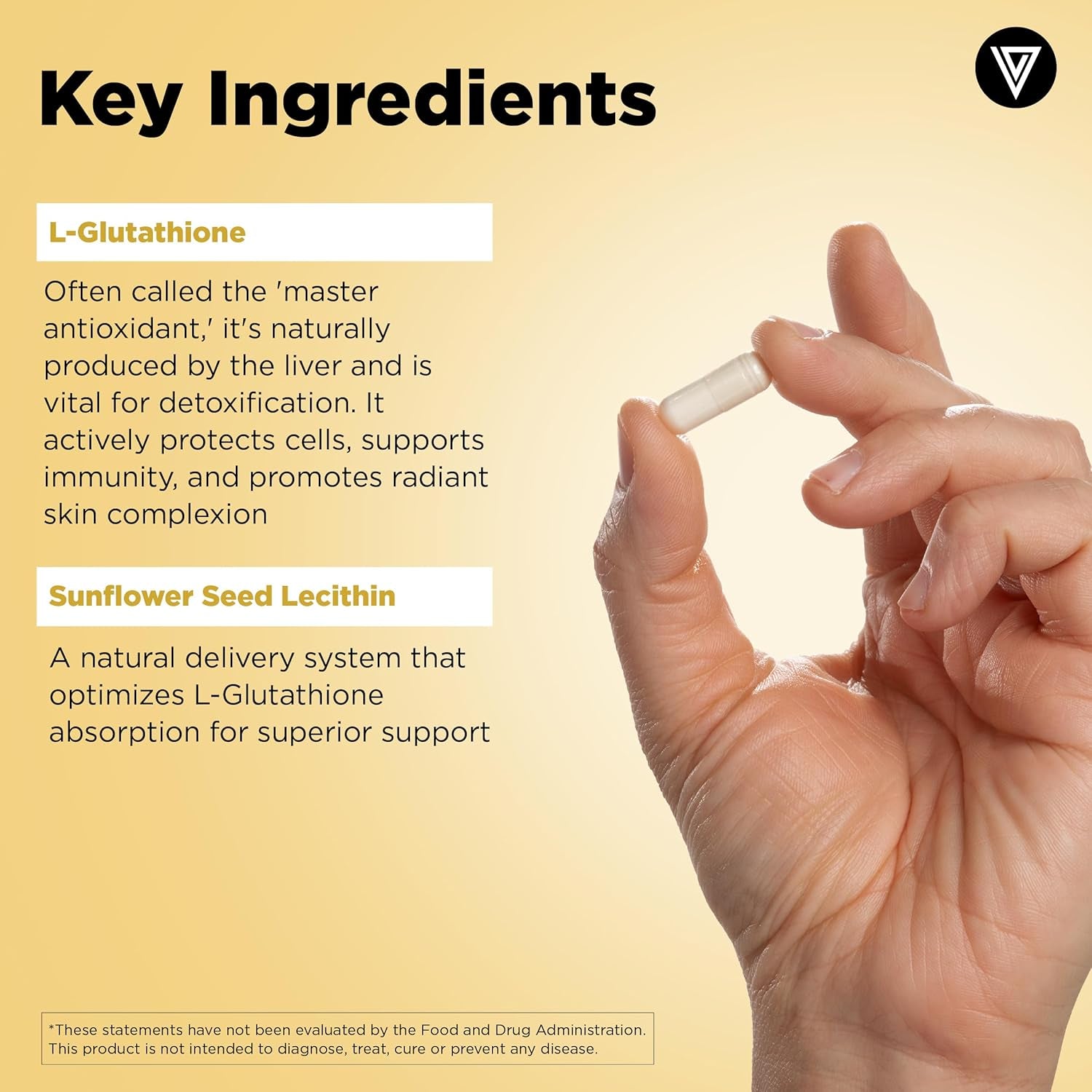 Glutathione Supplement - 500Mg L-Glutathione per Serving - Made with Liposomal Delivery for Max Absorption - Detox, Immunity, Anti-Aging Support - Non-Gmo - 60-Day Supply, 60 Capsules