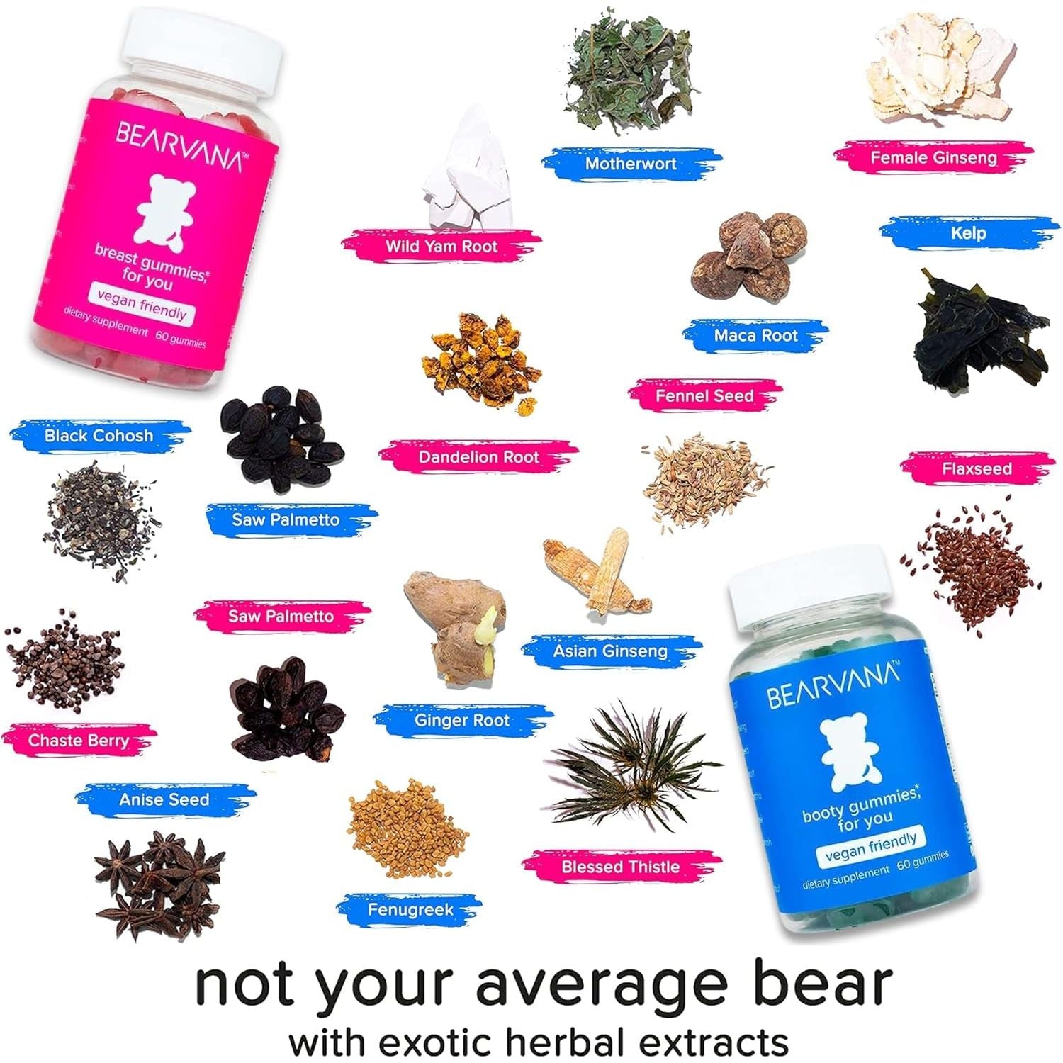 BEARVANA Top Support & Peach Support Combo Pack – Gummies for Women | 9 Herbal Extracts + Essential Vitamins | Berry Flavour – 60 Gummies