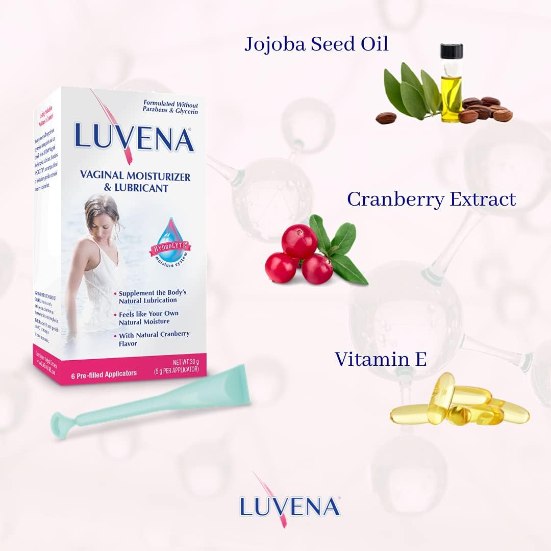 LUVENA Vaginal Moisturizer & Lubricant – 6 Pre-Filled Applicators x 5g | pH-Balanced, Long-Lasting Relief for Intimate Dryness