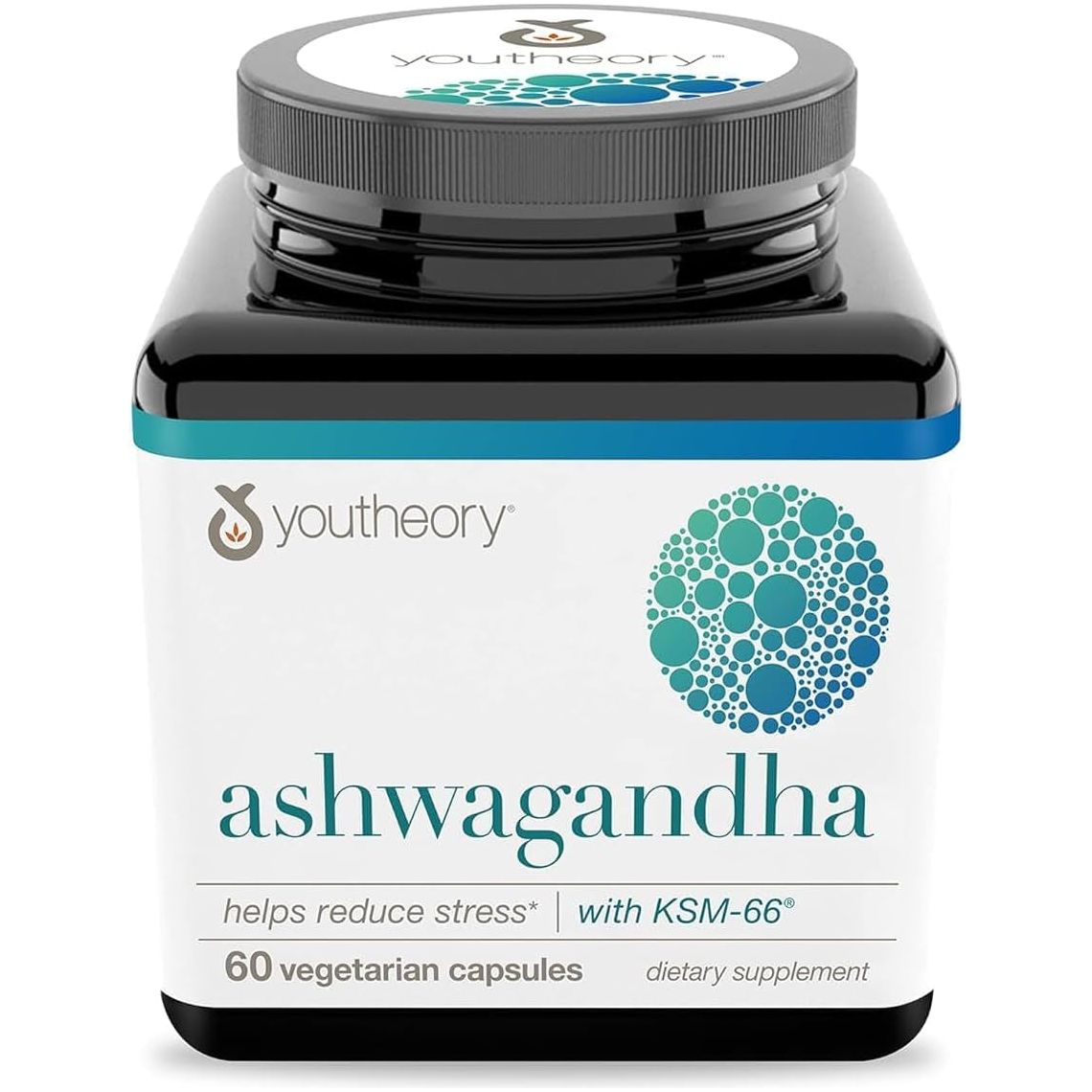 Youtheory Ashwagandha Stress Support Supplement – 60 Vegetarian Capsules | Adaptogen for Stress, Mood & Cortisol Balance