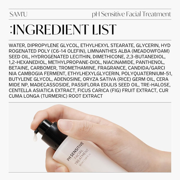 SAM'U pH Sensitive Facial Treatment – 50ml | Moisture-Sealing Barrier for Radiant, Balanced Skin
