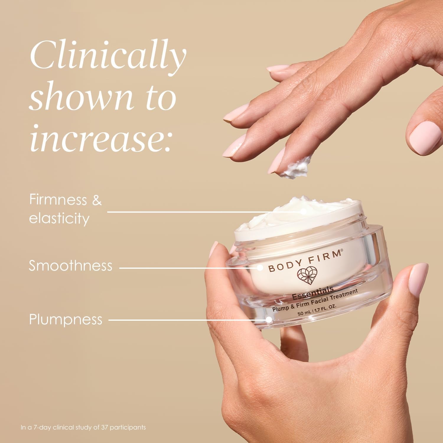 BODY FIRM Essentials Plump & Firm Facial Treatment – 50ml | Overnight Hydration & Wrinkle-Smoothing Formula