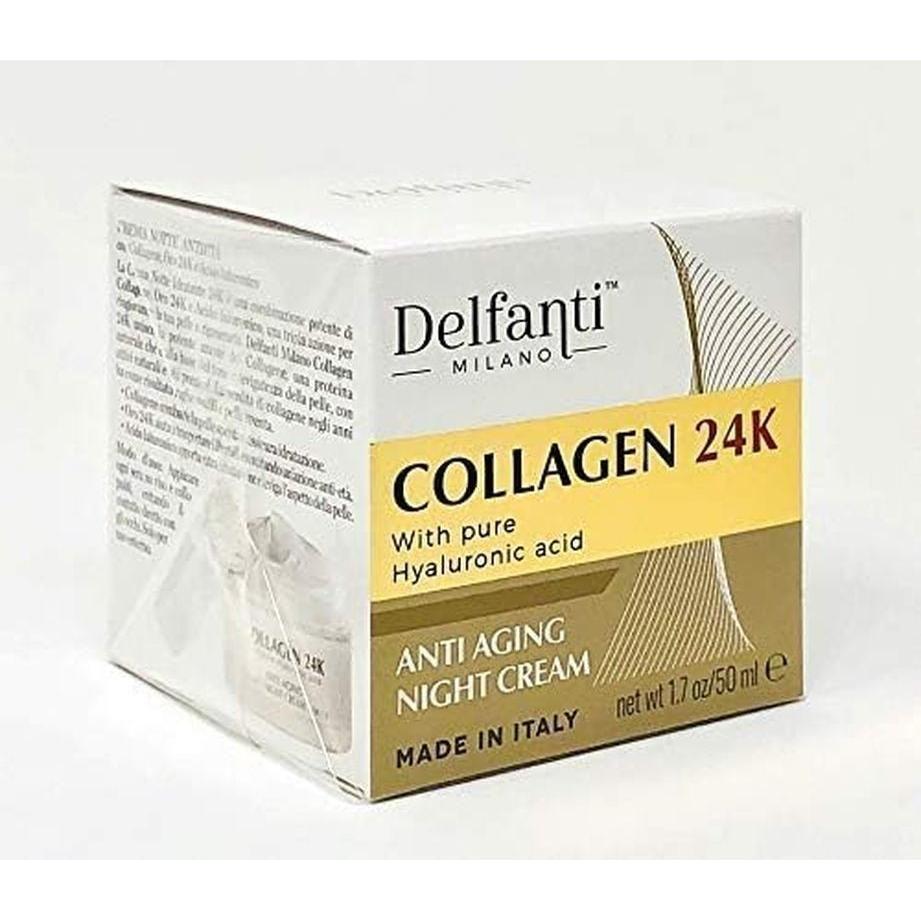 DELFANTI Collagen 24K with Hyaluronic Acid Anti Aging Night Cream - 50ml (Made in Italy) - Glam Global UK