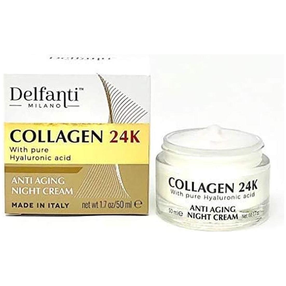 DELFANTI Collagen 24K with Hyaluronic Acid Anti Aging Night Cream - 50ml (Made in Italy) - Glam Global UK