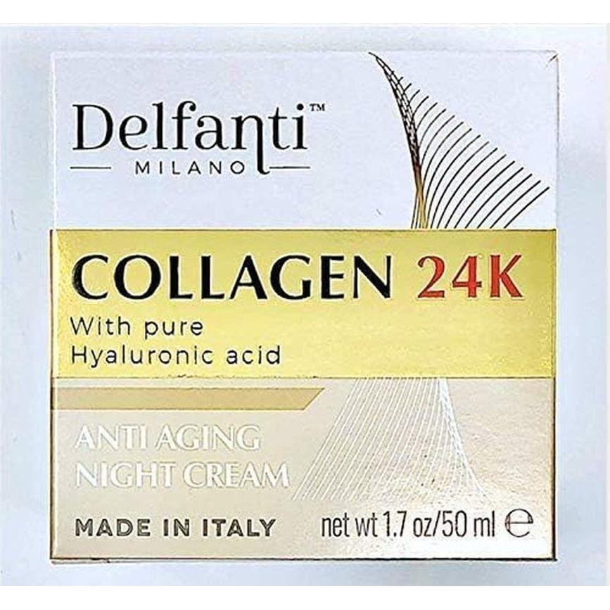 DELFANTI Collagen 24K with Hyaluronic Acid Anti Aging Night Cream - 50ml (Made in Italy) - Glam Global UK