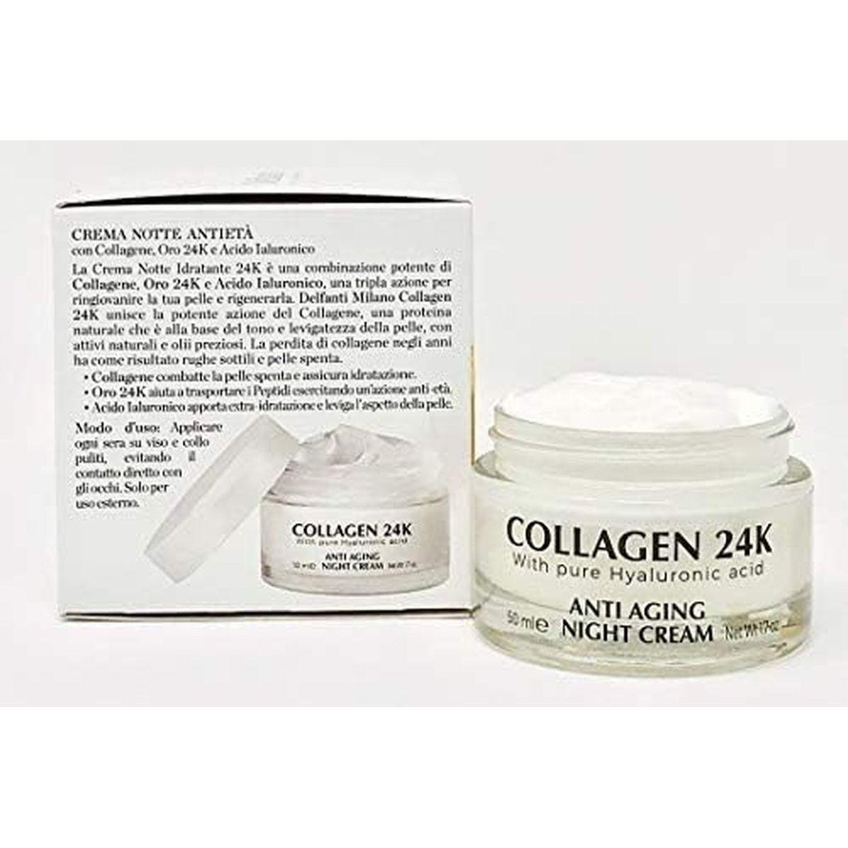 DELFANTI Collagen 24K with Hyaluronic Acid Anti Aging Night Cream - 50ml (Made in Italy) - Glam Global UK