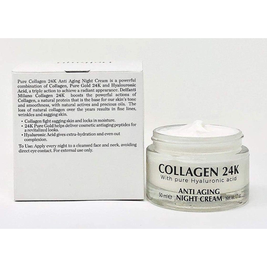 DELFANTI Collagen 24K with Hyaluronic Acid Anti Aging Night Cream - 50ml (Made in Italy) - Glam Global UK