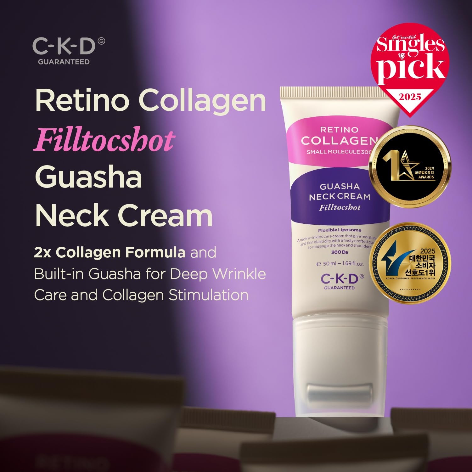 CKD Guaranteed Retino Collagen Gua Sha Neck Cream Filltocshot – 50ml | Lifting, Firming & Deep Wrinkle Care