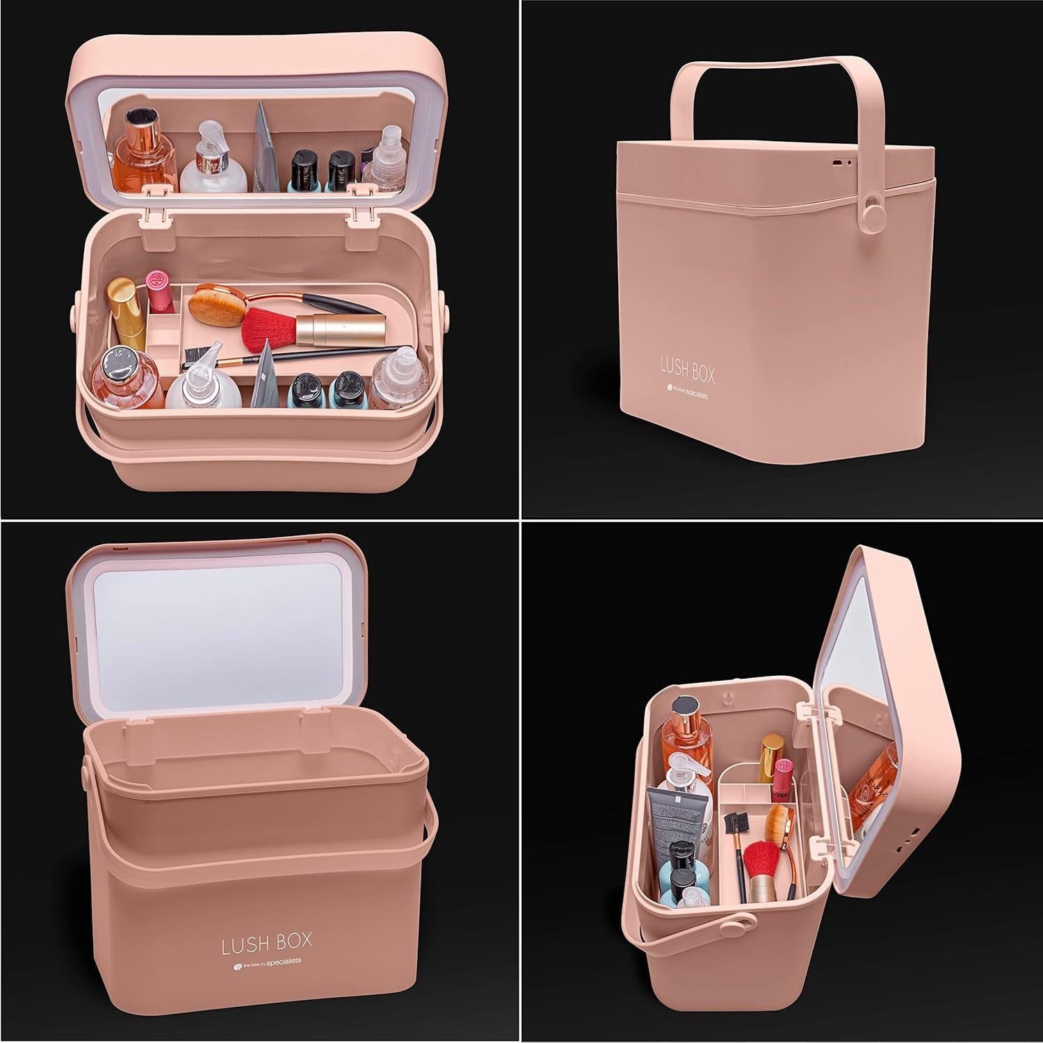 Rio Lush Box Portable Makeup Cosmetic Vanity Travel Case Organiser with Removeable LED Light Mirror