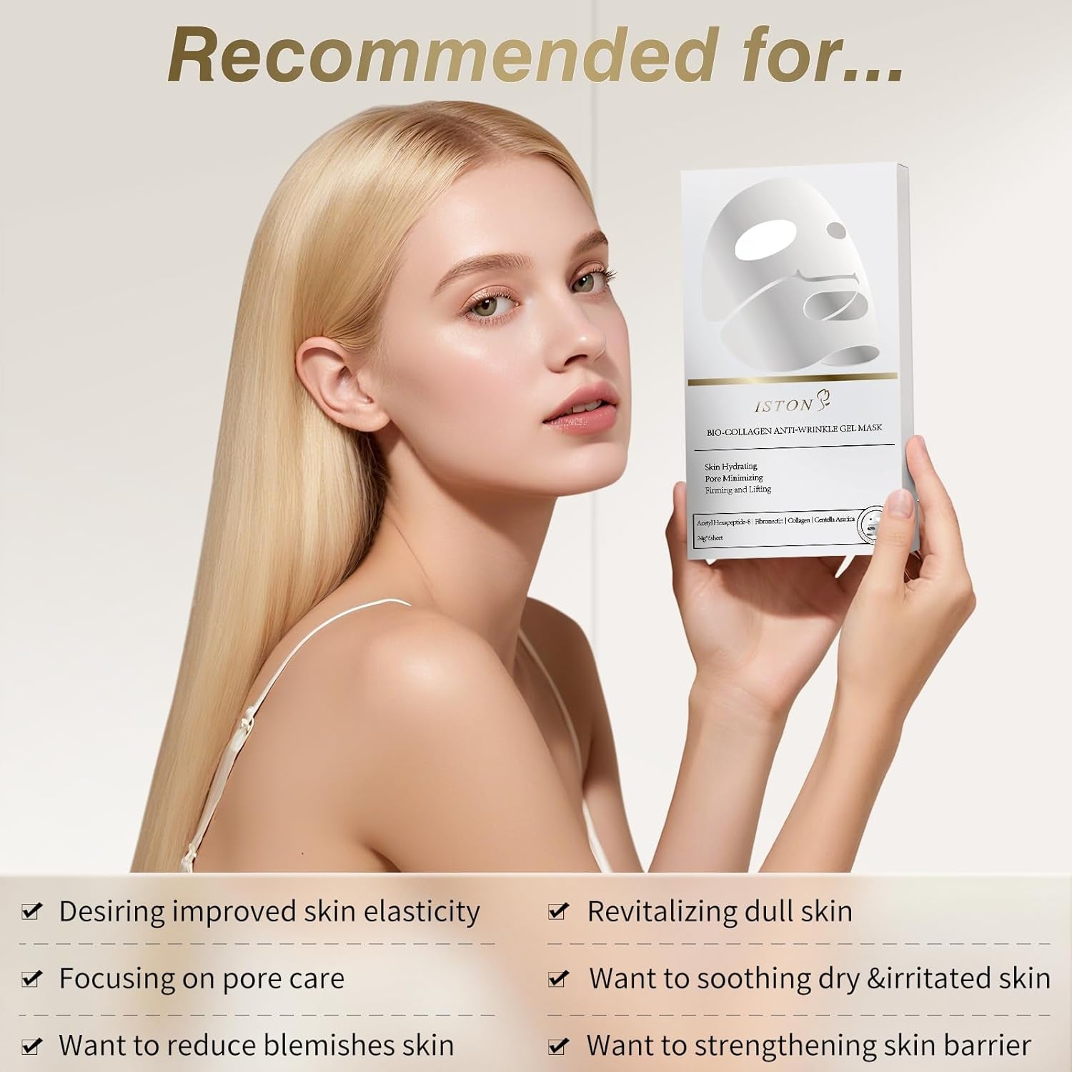 ISTON Bio-Collagen Anti-Wrinkle Gel Mask – 24g x 6 Sheets | Deep Hydration, Firming & Wrinkle Reduction