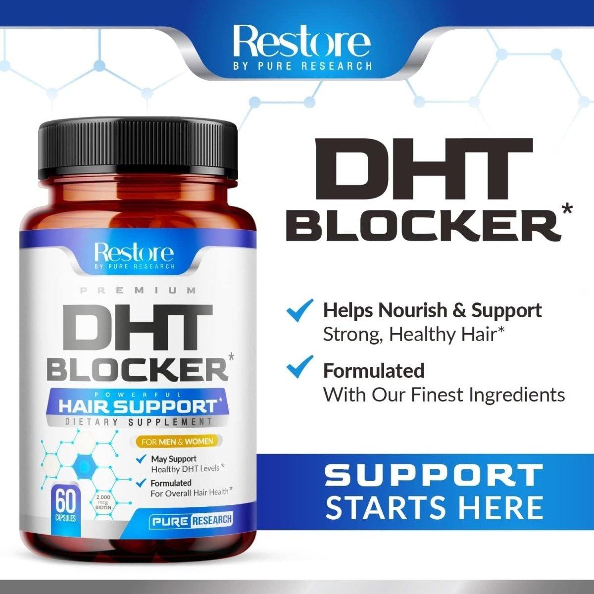 DHT Blocker Hair Growth Support Supplement - Supports Healthy Hair Growth, Healthy Thick Strong Hair - Saw Palmetto + Hair Vitamins for Women & Men - May Support Healthy DHT Levels - Low Loss Capsules - Glam Global UK