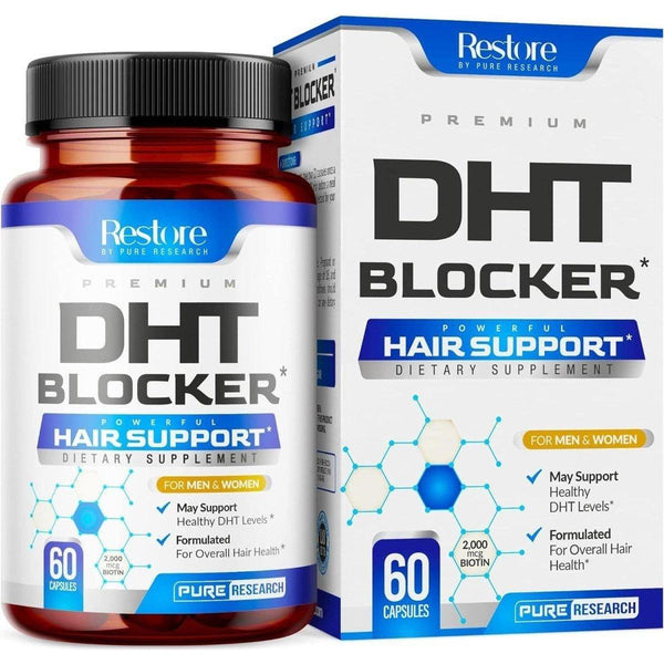Restore by Pure Research DHT Blocker Hair Growth Support Supplement - 60 Capsules - Glam Global UKPure Research