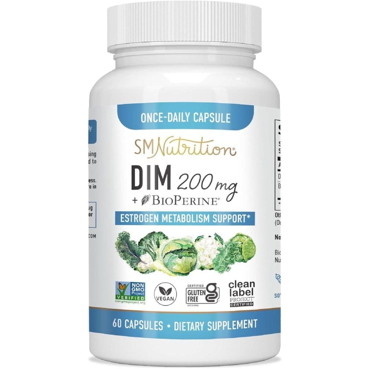 DIM Supplement 200 Mg | Estrogen Balance for Women & Men | Hormone Balance, Hormonal Acne Support, Menopause Support, Antioxidant Support | Clean Label Project Certified, Vegan, Soy Free | 60 Ct. - Glam Global UK