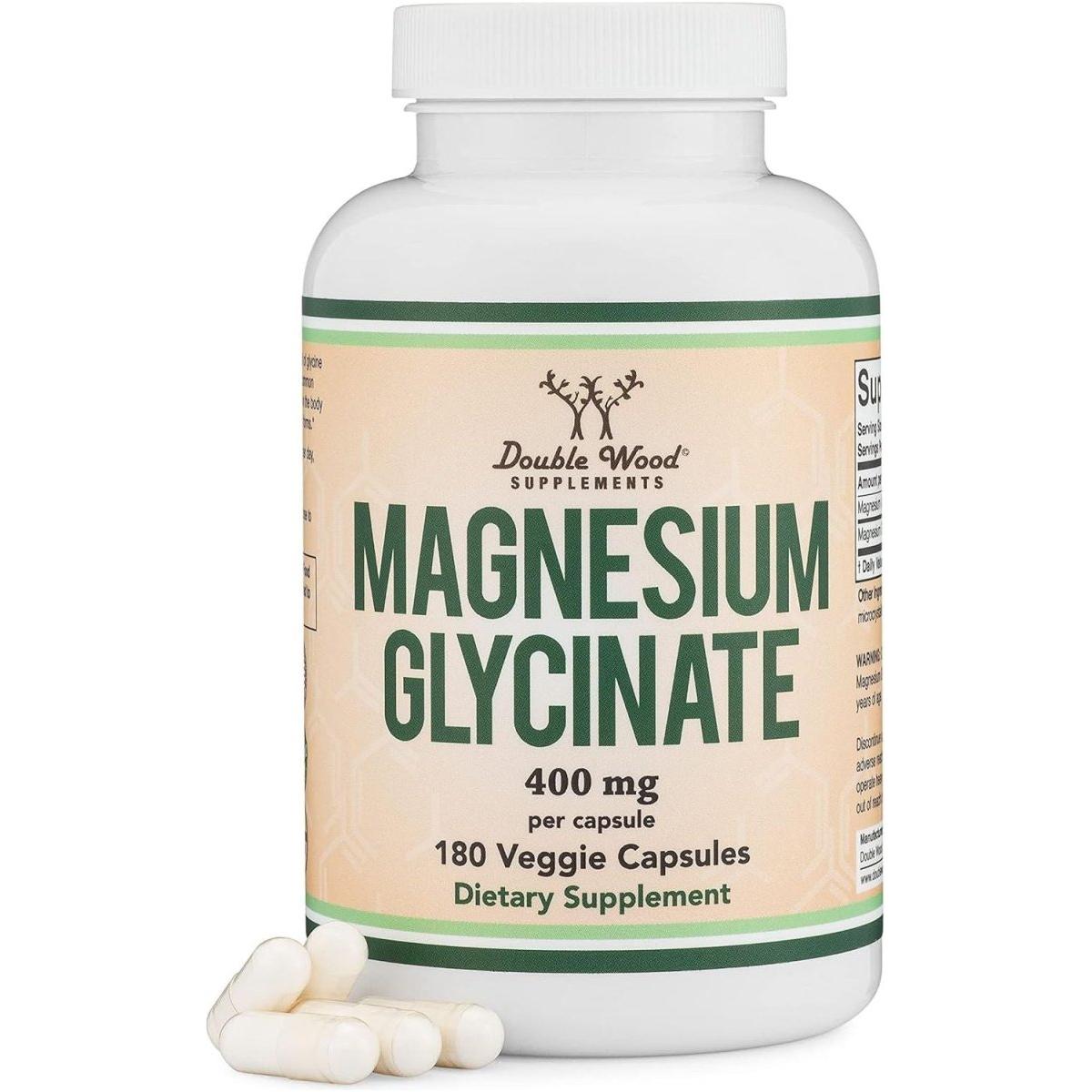 [Double Wood Supplements] Magnesium Glycinate 400 mg per capsule - 180 Vegan Capsules - Glam Global UK