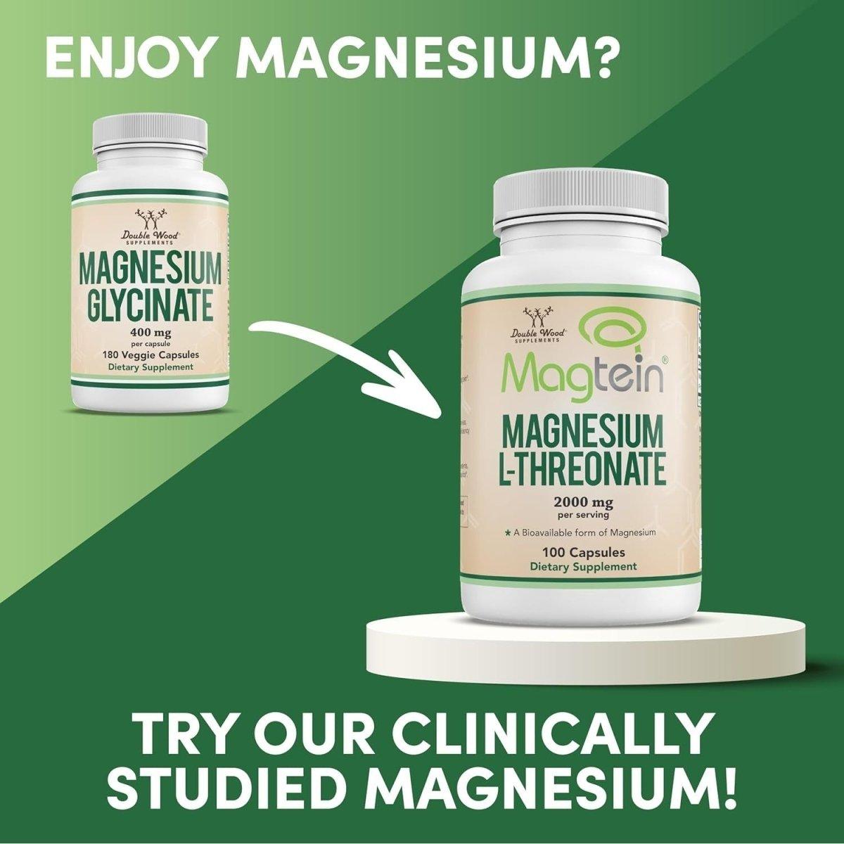 [Double Wood Supplements] Magnesium Glycinate 400 mg per capsule - 180 Vegan Capsules - Glam Global UK