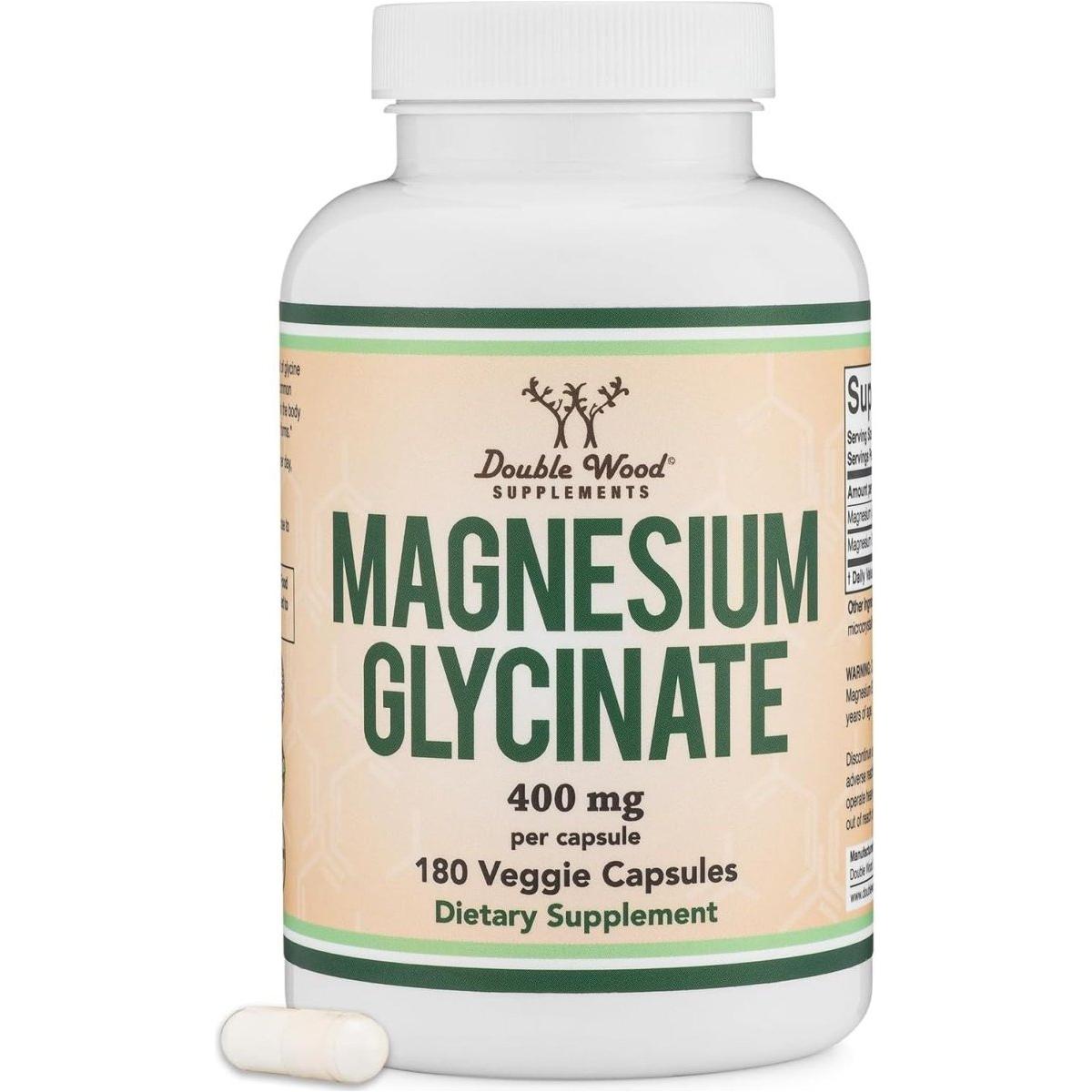 [Double Wood Supplements] Magnesium Glycinate 400 mg per capsule - 180 Vegan Capsules - Glam Global UK