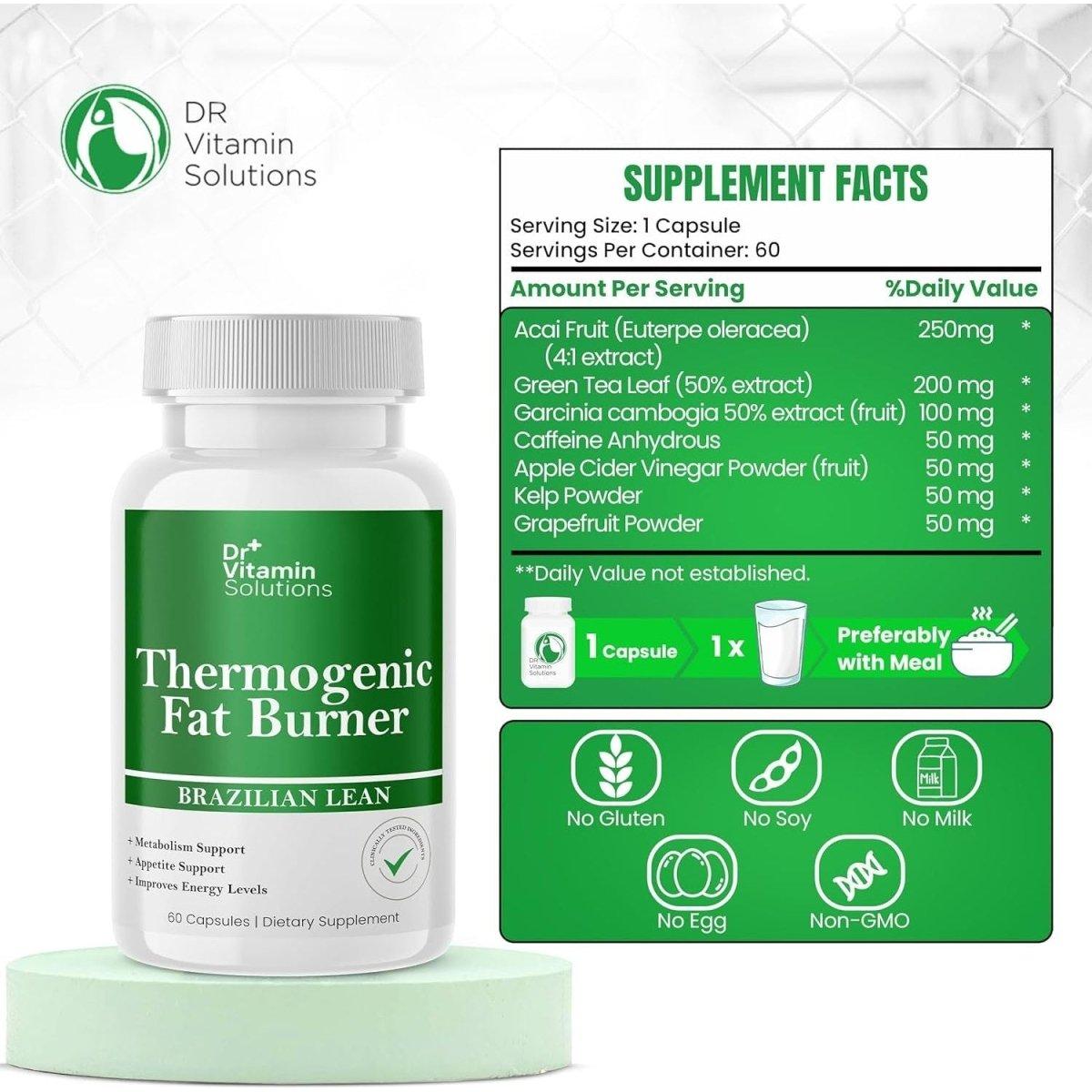 DR VITAMIN SOLUTIONS Thermogenic Fat Burner Dietary Supplement - 60 Capsules - Glam Global UK