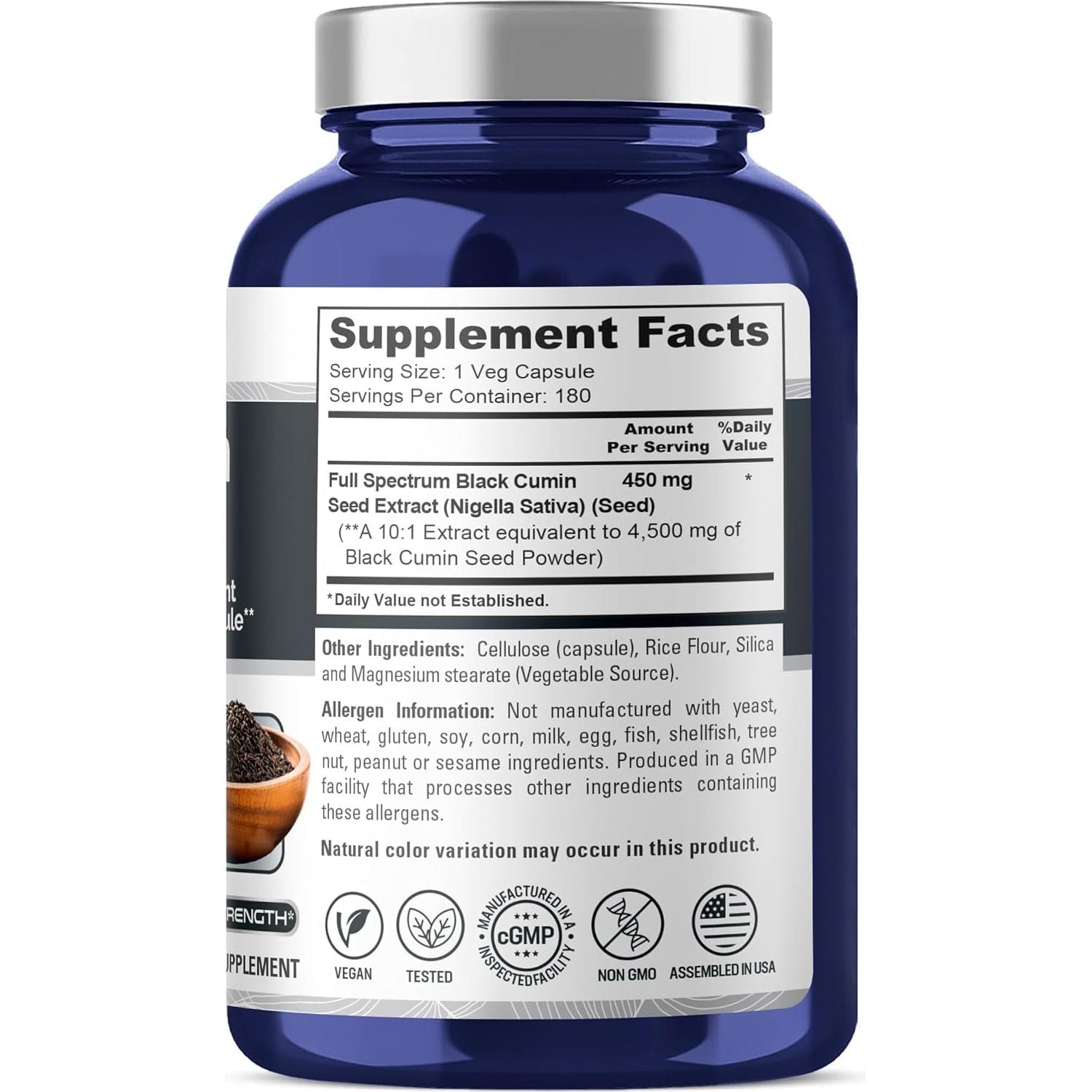 NusaPure Black Cumin Seed 4,500 mg – 180 Capsules | High-Potency Nigella Sativa for Immune & Inflammatory Support