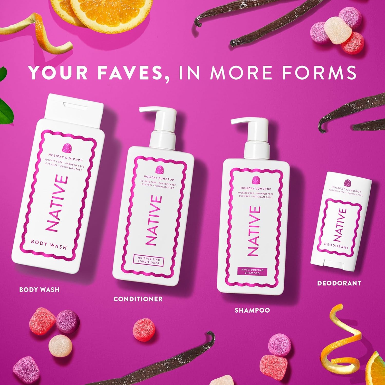 Native Body Wash, Holiday Gumdrop Scent - 532ml