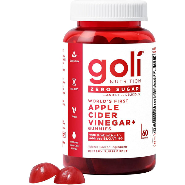 Goli Zero Sugar Apple Cider Vinegar Gummies – 60 Gummies | Gut Health, Bloating Relief & Energy Support