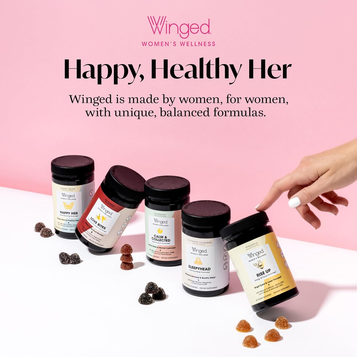 Winged Wellness Sleepyhead Calming Sleep Gummies for Women – 60 Gummies | Blueberry Lavender | Natural Melatonin & Herbal Support for Restful Sleep
