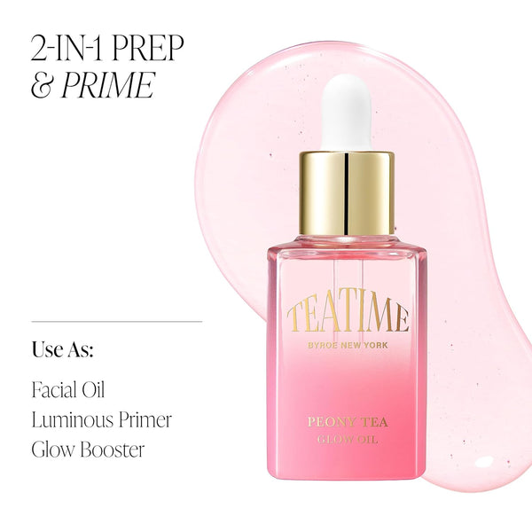 BYROE Teatime Peony Tea Glow Oil – 30ml | Hydrating Facial Oil & Makeup Primer