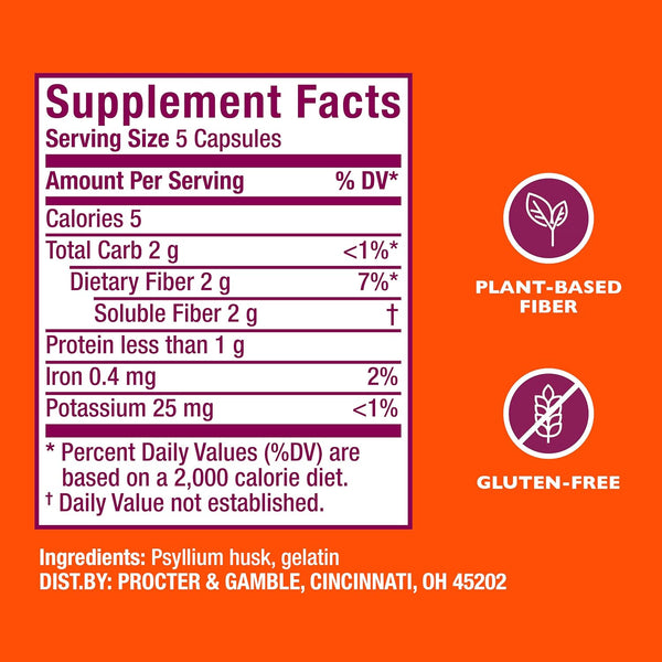 Metamucil Psyllium Fiber Supplement – 300 Capsules | 3-in-1 Daily Fiber for Digestive, Heart & Blood Sugar Support