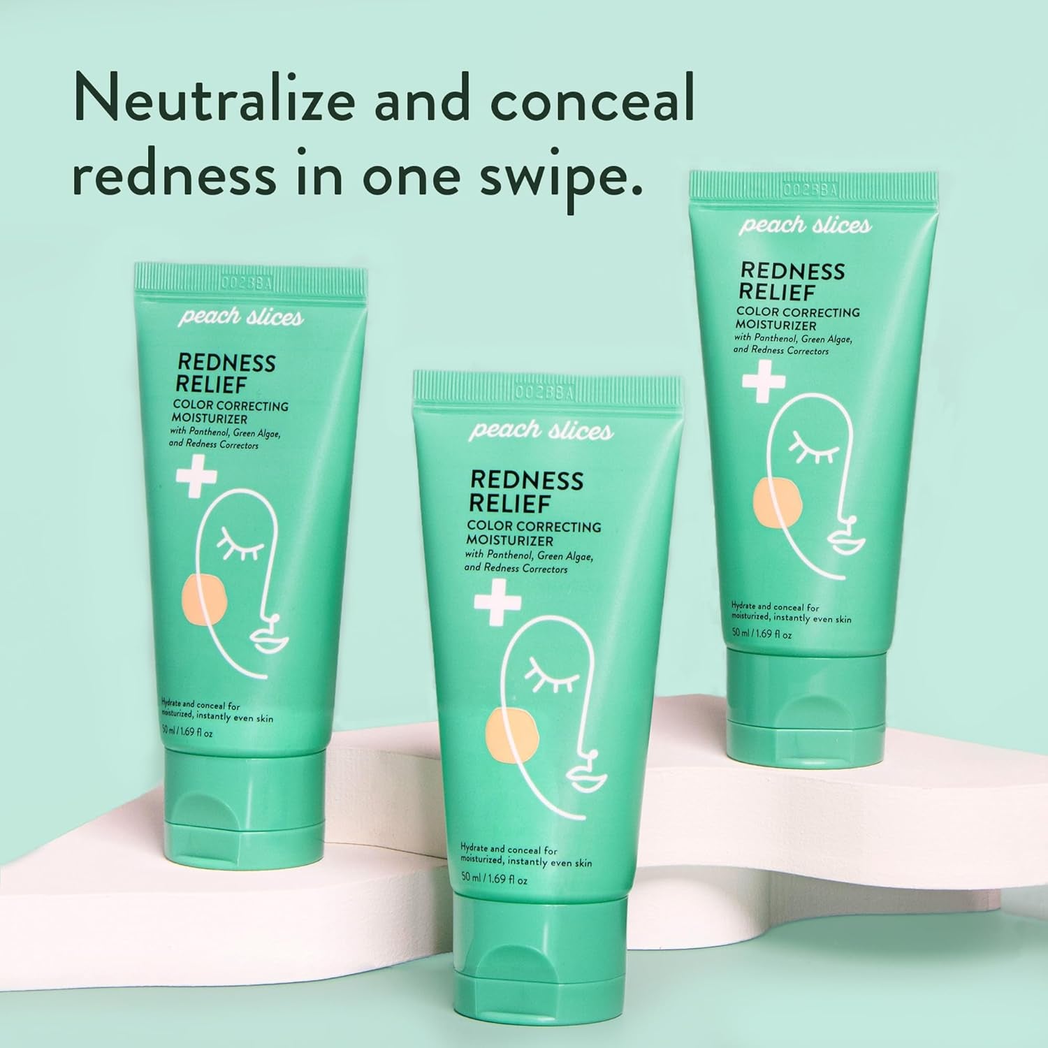 Peach Slices Redness Relief Color Correcting Moisturizer – 50ml | Neutralises Redness & Calms Skin with Adaptive Colour Technology