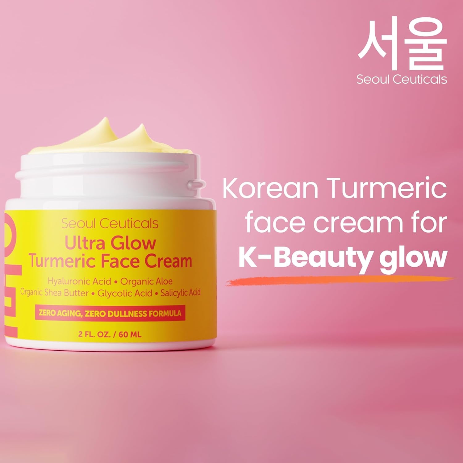 SeoulCeuticals Ultra Glow Turmeric Face Cream – 60ml | Brightening, Exfoliating & Hydrating Moisturiser for Radiant Skin