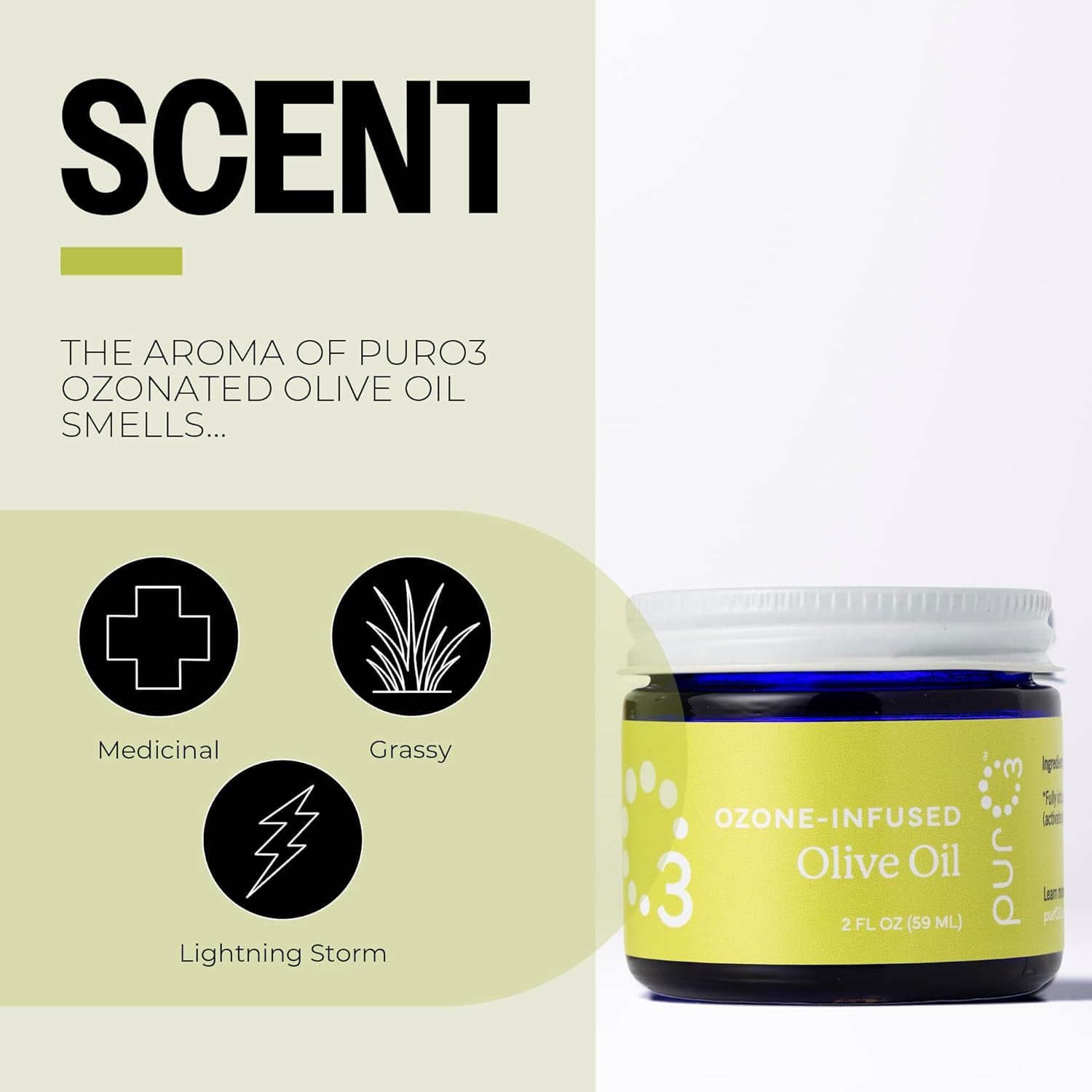 PurO3 Ozone-Infused Olive Oil – 59ml | Organic, Fully Ozonated Skin & Body Care
