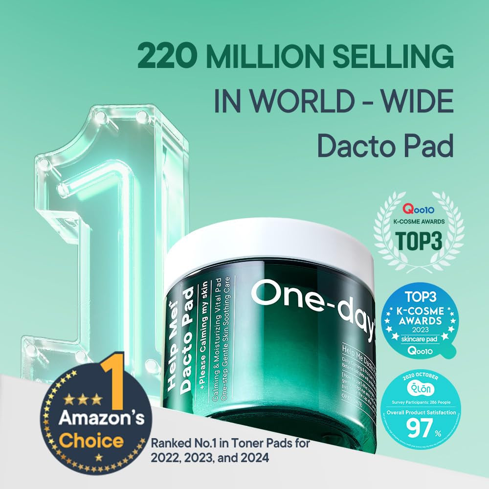 ONE-DAY’S YOU Help Me Dacto Pad | Korean Toner Pad Skincare for Face | Hyaluronic Acid | Glycolic Acid Exfoliating | Salicylic Acid/Centella Asiatica Extract Cleansing Pads for Face (60 Sheets)