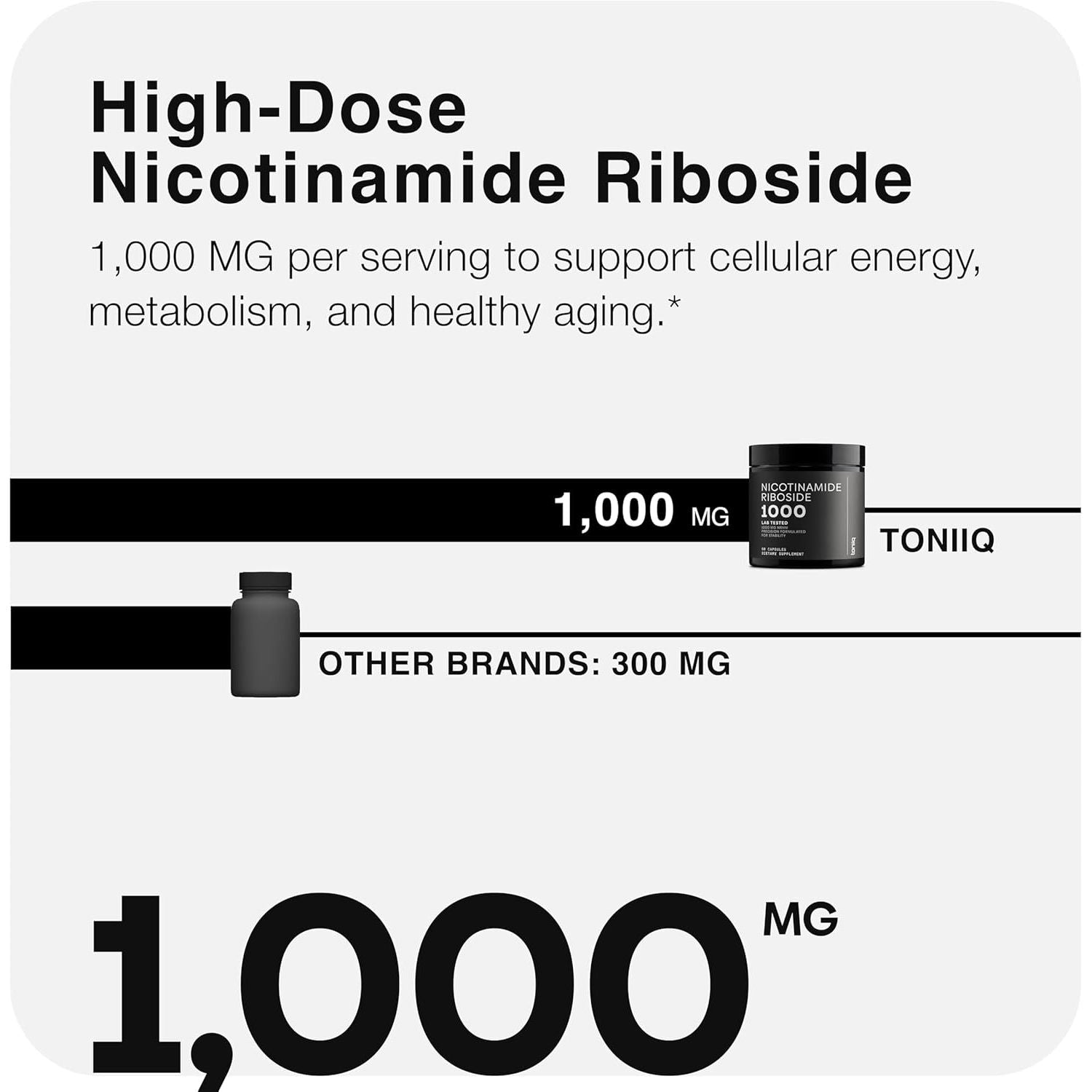 Nicotinamide Riboside 1000 Mg – High-Potency NR Supplement & NAD Supplement – Stabilized NRHM Formula - 60 Vegan Capsules – Third-Party Tested