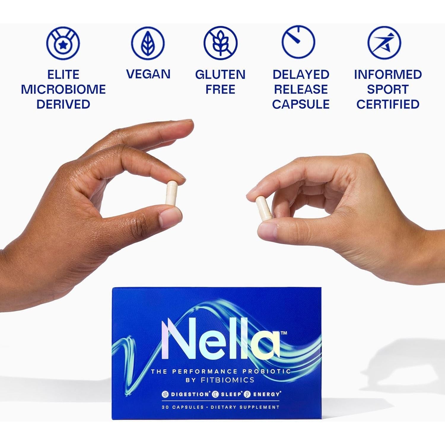 FITBIOMICS Nella The Performance Probiotic – 30 Capsules | Next-Gen Gut & Holistic Health Support