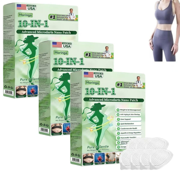 Moringa 10-In-1 Nano Microdarts Patch, 2026 New Berberine Patches, Natural Body Slim Patchs for Women and Men, Suitable for All Skin Types (3 Boxes)