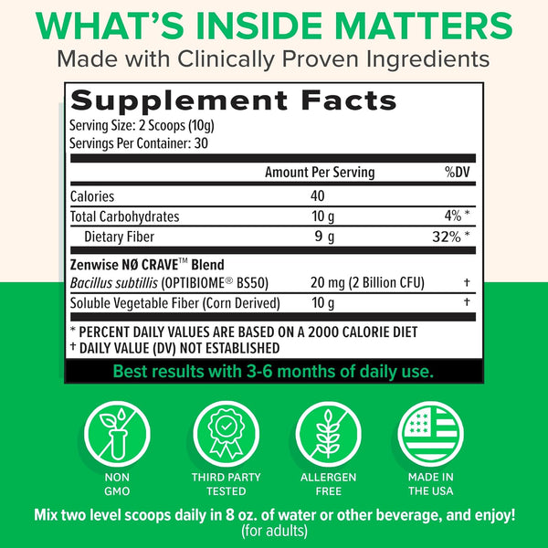 Zenwise Health Zen GLP-1 Dietary Supplement – 300g | Natural Appetite Control & Digestive Support