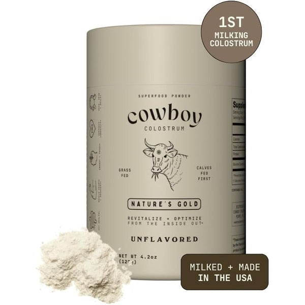 COWBOY COLOSTRUM Bovine Colostrum Powder for Women & Men – 136g | First Day Milking, Immune & Gut Support (Unflavored, 40 Servings)