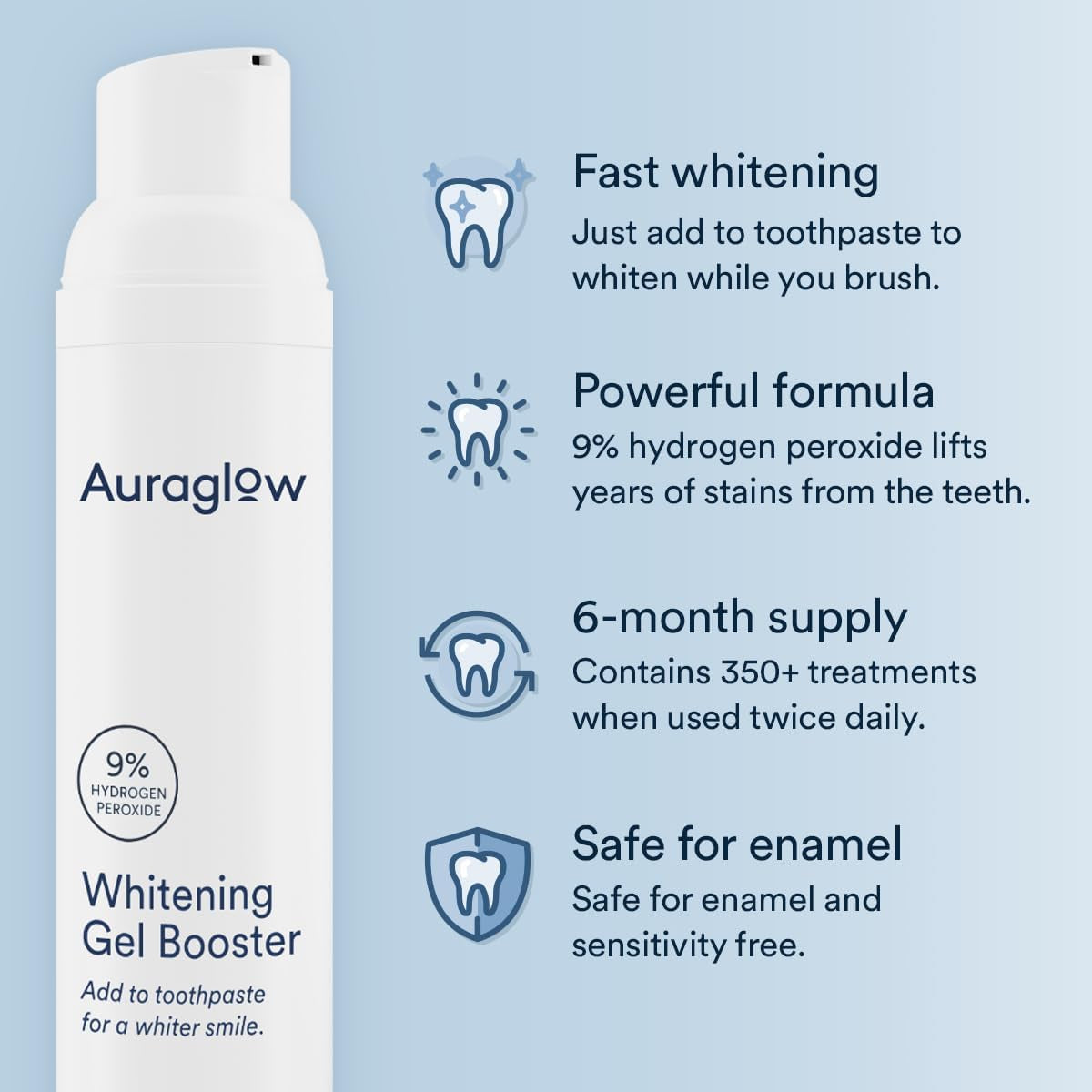 Auraglow Whitening Gel Booster – 73g | Daily Teeth Whitening & Stain Removal