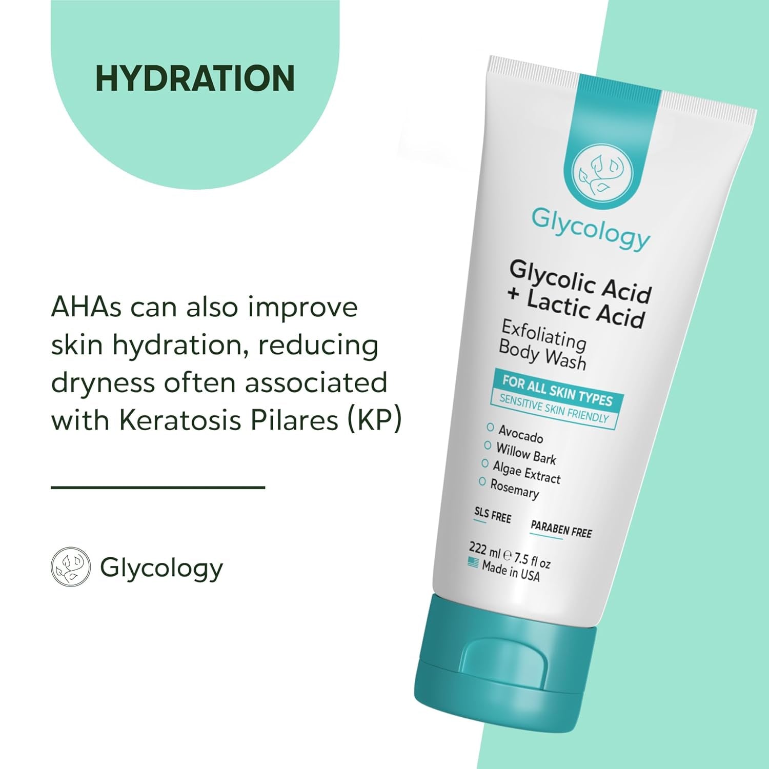 Glycology Glycolic Acid + Lactic Acid Exfoliating Body Wash - 222ml