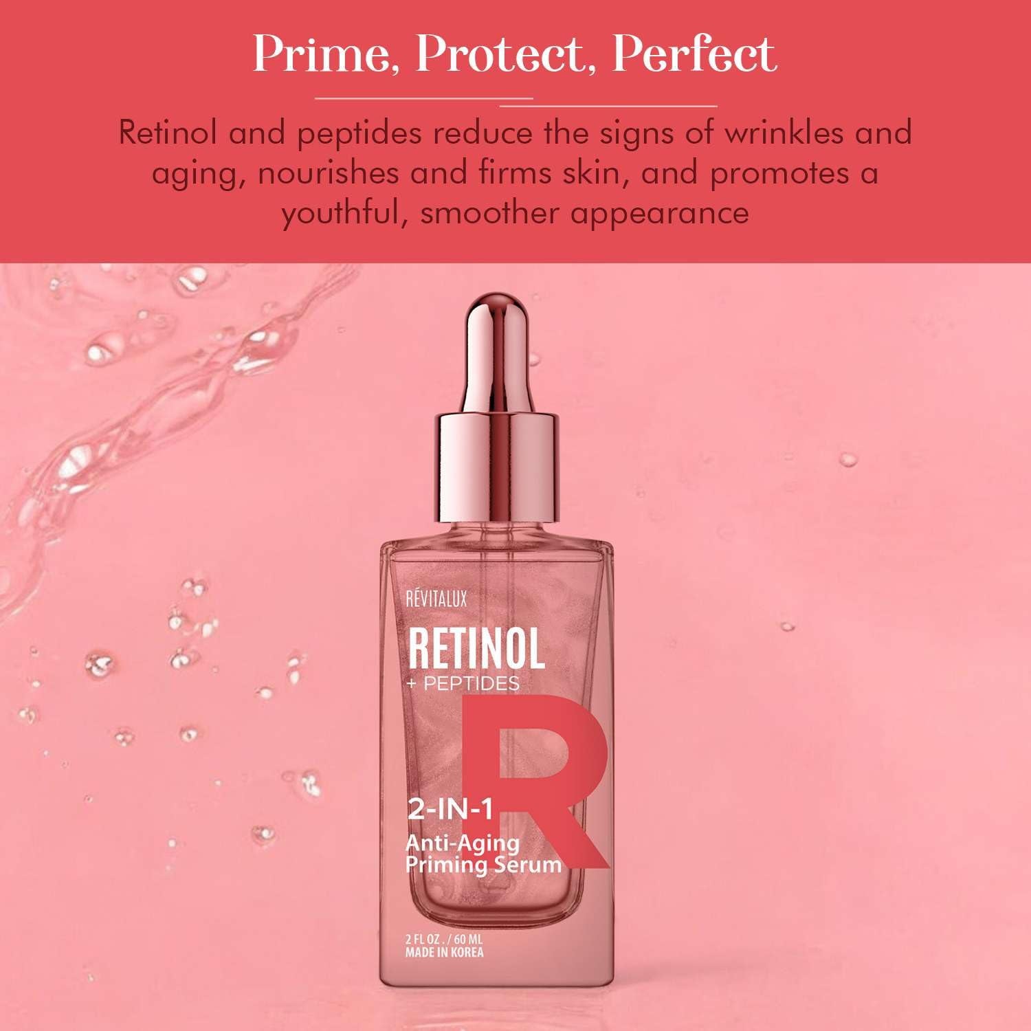 RevitaLux Retinol & Peptides 2-In-1 Anti-Aging Priming Serum – 60ml | Korean Skincare for Firm, Youthful Skin