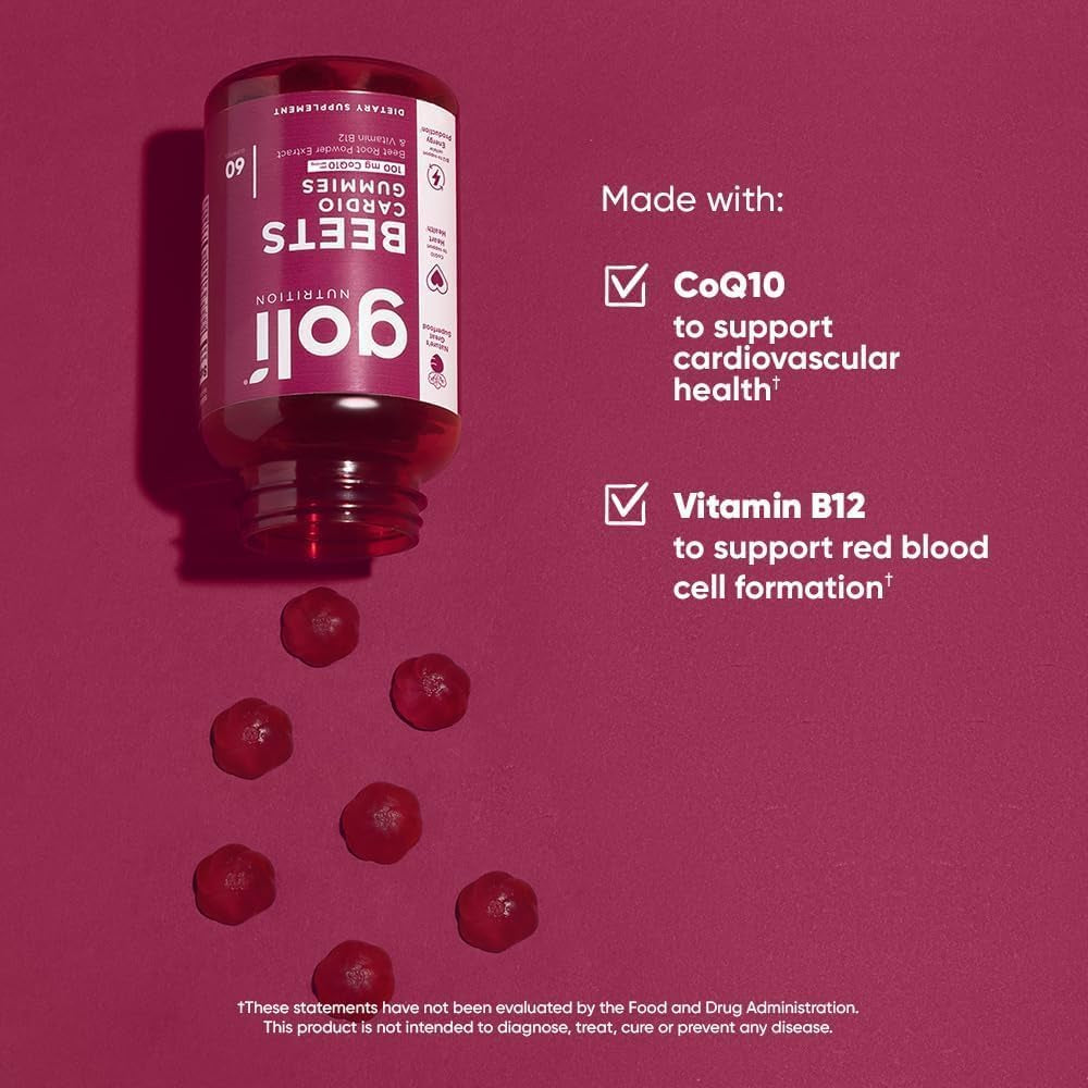 Goli Beets Cardio Gummies – 60 Gummies | Heart Health, Circulation & Energy Support