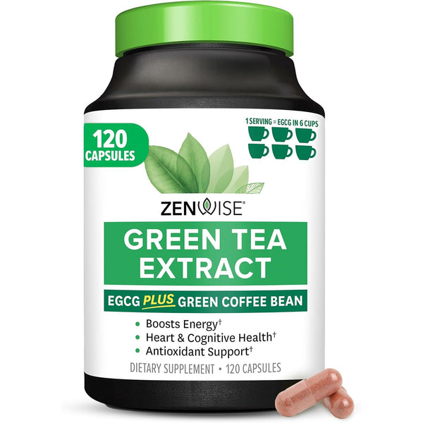Zenwise Health Green Tea Extract – 120 Capsules | Energy, Metabolism & Antioxidant Support