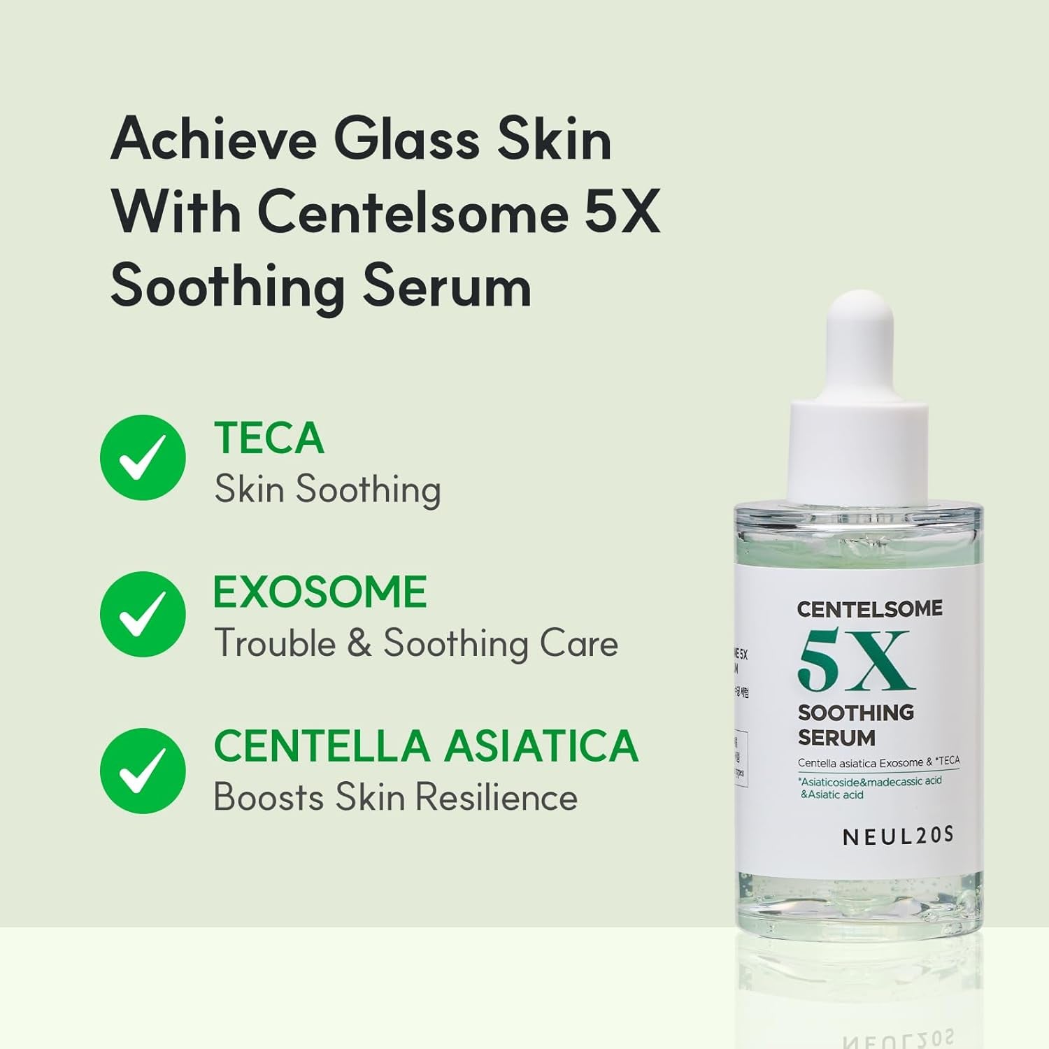 Centelsome 5X Soothing Serum 1.69 Fl Oz/50Ml | for Hydration, Glow, Sensitive, anti Aging, Acne Treatment for Face, Korean Skincare with Centella Asiatica, Exosomes for Skin, Panthenol