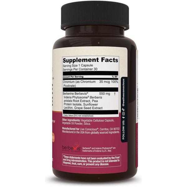 Live Conscious Berberine Phytosome – 30 Capsules | 9x Absorption for Metabolic, Weight & Immune Support