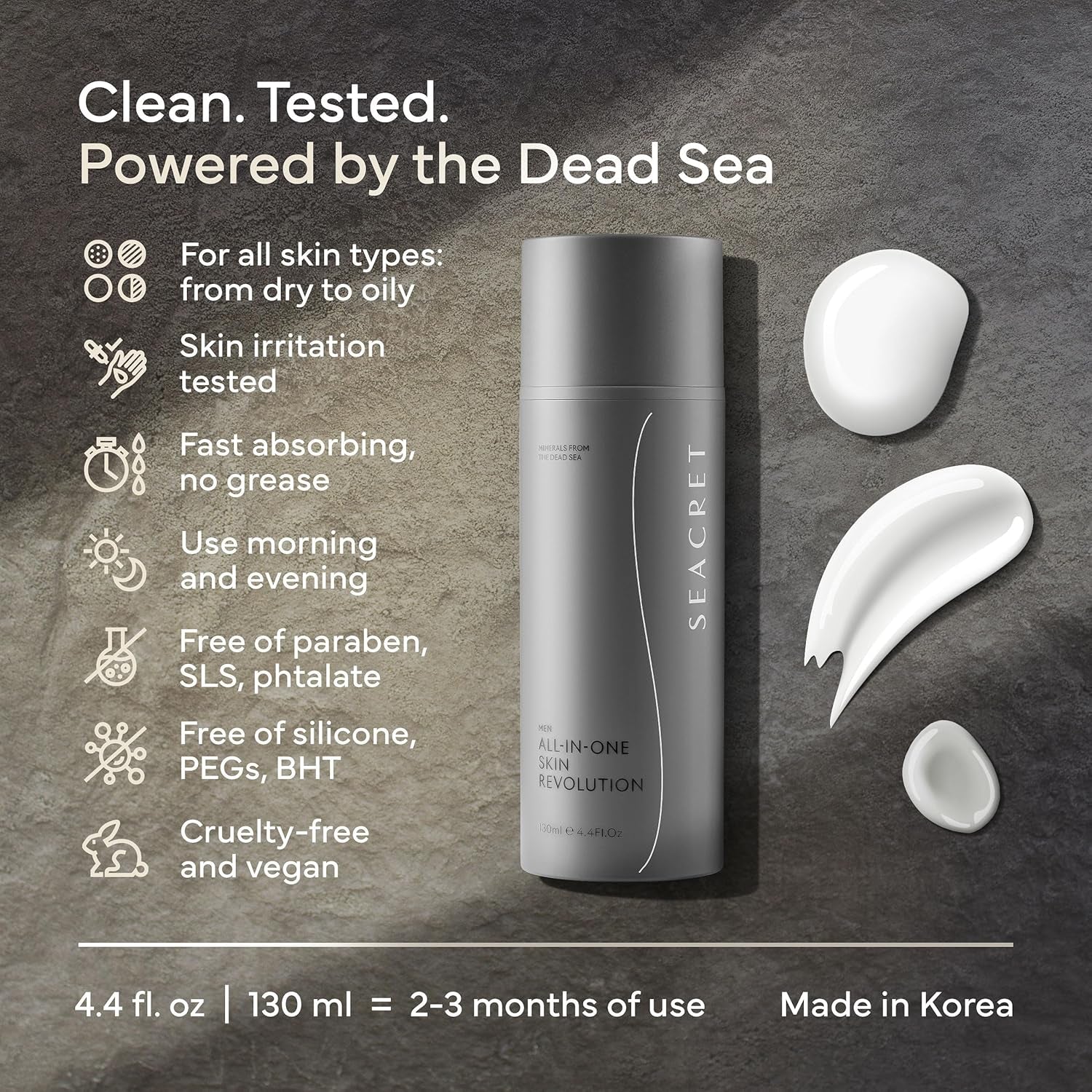 SEACRET Men All-In-One Skin Revolution – 130ml | 7-in-1 Anti-Aging Moisturiser for Men