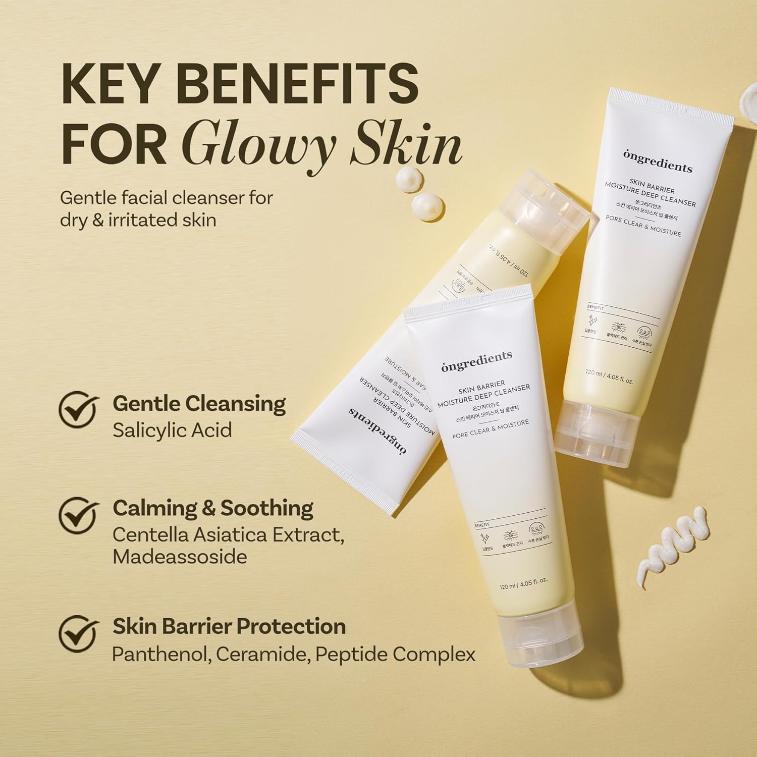 ONGREDIENTS Skin Barrier Moisture Deep Cleanser – 120ml | Pore-Clearing & Hydrating Foam